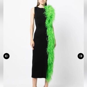 RACHEL GILBERT Elcie Feather-Trim Midi Dress